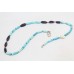 Necklace 925 Sterling Silver beads blue turquoise lapis lazuli stone P 368